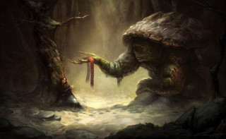 Giant neck tail forest woman - league of legends concept art free wallpaper