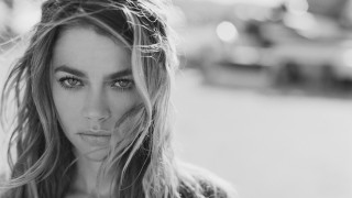 Woman longhair blowing wind blackwhite - the wind free wallpaper