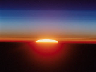 Bright sunset blue sky horizon - sunset time free wallpaper