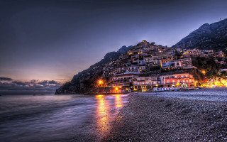Beach buildings night city lights - a bunch of buildings free wallpaper