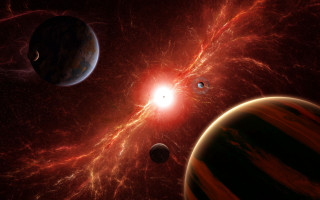 Red black space scene planets - planet free wallpaper