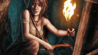 Woman fire wood campfire magic - digital painting free wallpaper