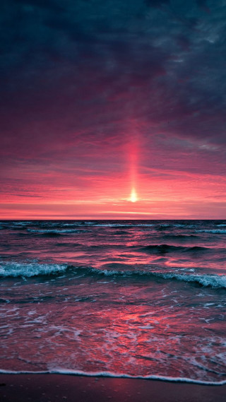 Sunset ocean red sky clouds 3 - sunrise free wallpaper