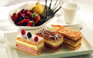 Desserts fruit plate pastel food - a table cloth free wallpaper