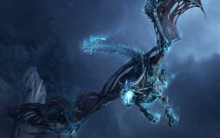 Dragon blue wings flying dark - blue wing free wallpaper