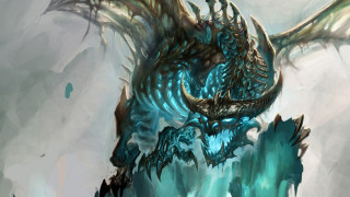 Dragon blue eyes large head - horn and horns free wallpaper