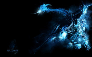 Blue dragon black background crescent - dragon art free wallpaper