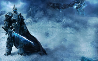 Man black suit sword snowy - epic fantasy free wallpaper