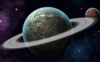 Planet rings star space art - a picture of a planet free wallpaper
