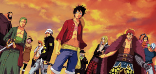 Anime characters sunset red sky - eiichiro oda free wallpaper