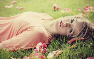 Woman grass flowers pink dress - a pink dress free wallpaper