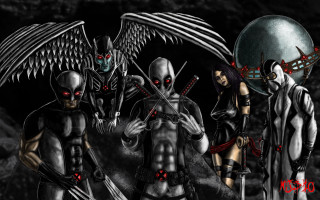 Demonic people wings swords group - sword free wallpaper