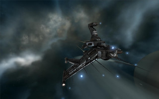 Spaceship cloudy sky stars moon - a distant object in the foreground free wallpaper