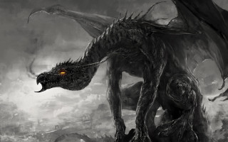 Glowing dragon clouds mountains fantasy - dragon art free wallpaper