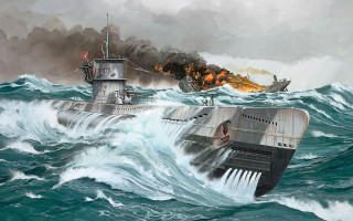 Battleship ocean boat sunrise mountains - carl walter liner free wallpaper