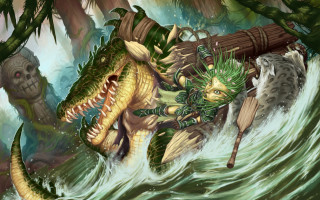 River boat creature alligator man - chris rahn free wallpaper
