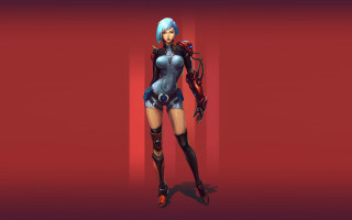 Futuristic woman red wall cyborg - a futuristic outfit free wallpaper