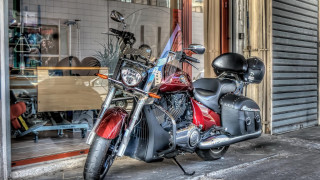 Red black motorcycle store front - dan scott free wallpaper