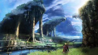 Man standing field river forest - a field next free wallpaper