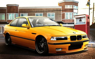 Yellow car parking lot building 4 - a parking lot next free wallpaper