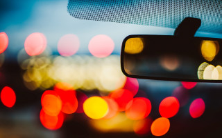 Rearview mirror bokeh lights fence - the background of the image free wallpaper