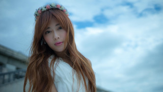 Red haired woman flower crown - long red hair free wallpaper