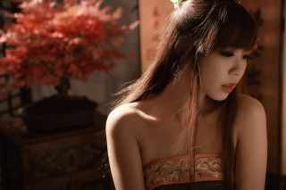 Woman long hair flower phone - her phone free wallpaper