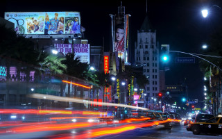 City street night neon billboard - a city street free wallpaper