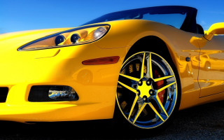 Yellow sports car hood up 2 - a yellow sports car free wallpaper