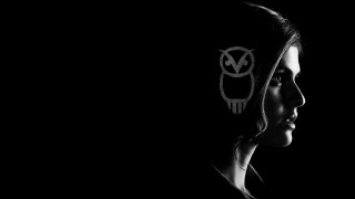 Woman owl helmet monochrome profile - a white outline free wallpaper