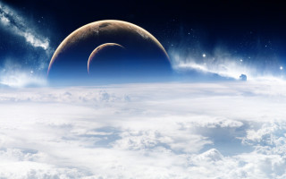 Earth moon stars clouds space - a view of the earth free wallpaper