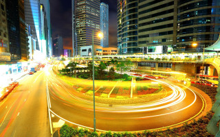 Cityscape futuristic night traffic lights - futurism free wallpaper