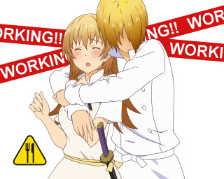 Man woman kissing work sign - tachisme free wallpaper