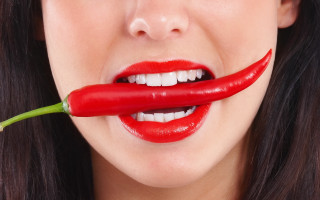 Woman red chili green pepper - barbara longhi free wallpaper