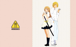 Anime couple warning sign apron - international free wallpaper