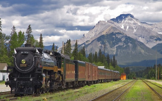 Train mountains scenery bridge castle - a train free wallpaper