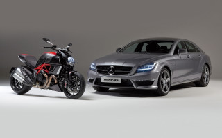 Silver car motorcycle promo neoclassic - both side free wallpaper