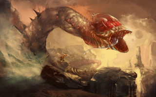 Giant monster attack river fantasy - a giant monster free wallpaper