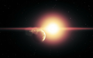 Bright sun distant object space - a distant object in the foreground free wallpaper
