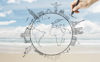 Hand drawing world beach pen - illustration free wallpaper