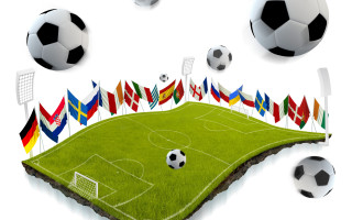 Soccer field flags balls air - a soccer field free wallpaper