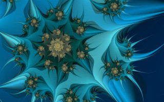 Blue flower golden accent star - mandelbrot fractal free wallpaper