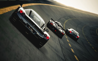 White sports cars race track - a yellow line free wallpaper