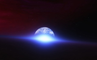 Red aurora constellation moon galaxy - redshift free wallpaper