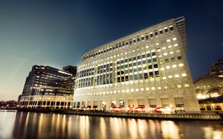 Large building waterfront night architecture - institutional free wallpaper