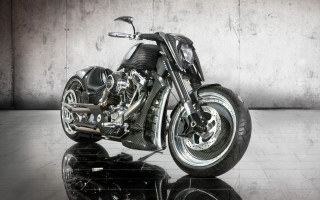 Motorcycle reflective concrete room monochrome - a concrete wall free wallpaper
