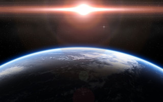 Bright sun earth space aurora - a bright star in the foreground free wallpaper