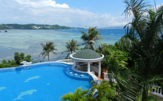 Large pool gazebo tropical beach 2 - tropical free wallpaper