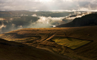Valley river mountains clouds sunset - free landscape wallpaper