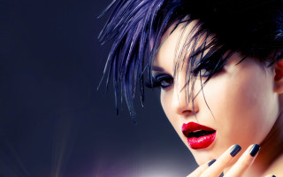 Woman black red nails red - a red lipstick free wallpaper